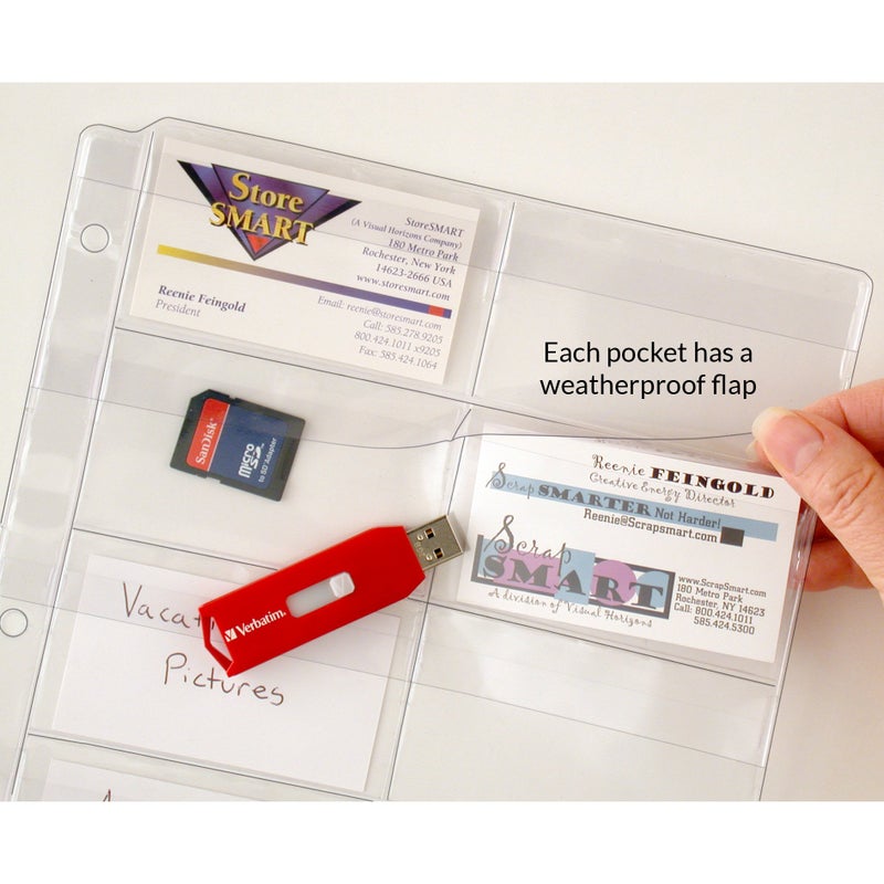STORE SMART StoreSMARTÂ® - Plastic Pages - Memory (SD) Cards and Business Cards - with Flaps - for 3-Ring Binders - 10-Pack - VH308F-10 - Image 3